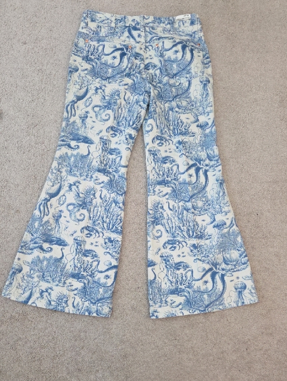Wrangler Blue and White Nautical Print 622 Flared Pants - Picture 6 of 16